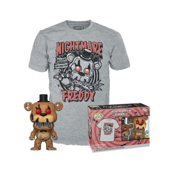 Funko Pop Tees Box Games Five Nights at Freddy's - Nightmare Freddy GiTD 111 Vinyl Figure Exclusive & T-shirt Small