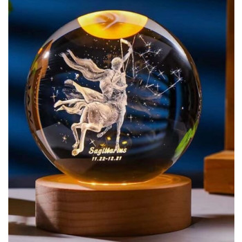Διακοσμητική Κρυστάλλινη Σφαίρα Φωτάκι Νυχτός Τοξότης - Sagittarius Crystal Ball Night Lamp 8cm