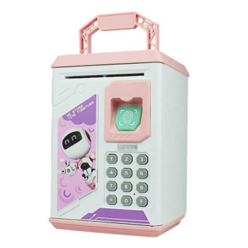 Πλαστικός Ηλεκτρονικός Κουμπαράς Χρηματοκιβώτιο με Κωδικό Ασφαλείας και κουμπί - Ροζ