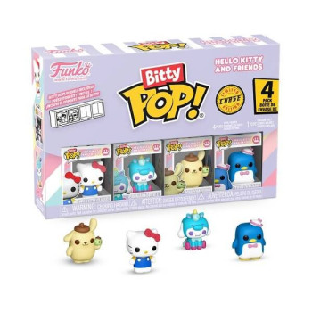 Funko Bitty POP! Hello Kitty and Friends - Hello Kitty (Classic), Cinnamoroll Unicorn, Pompompurin & Chase 4-Pack Vinyl Figures