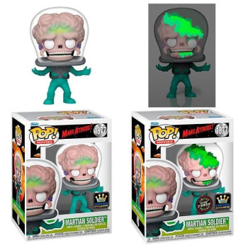Funko POP Bundle of 2 Movies Mars Attacks! - Martian Soldier & GitD Chase 1877 Vinyl Figure Specialty Series Exclusive