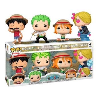 Funko POP Animation One Piece - Monkey D. Luffy, Roronoa Zoro, Nami, Sanji GiTD 4-Pack Vinyl Figures Special Edition