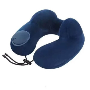 Φουσκωτό Μαξιλάρι Ταξιδιού για Λαιμό - Εργονομικό Μαξιλάρι Αεροπλάνου - Μπλε