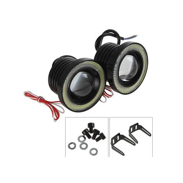 Προβολάκια Ομίχλης LED COB DRL 64mm - Φώτα Ημέρας Αυτοκινήτου ANGEL EYES M609