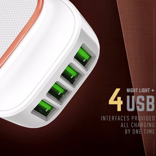 Ldnio Φωτάκι Νυκτός και Φορτιστής 4x USB Λευκό (A4405)
