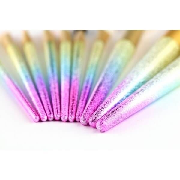 Πολύχρωμα Πινέλα Μακιγιάζ Σετ 10 τμχ - Rainbow Make Up Brushes 