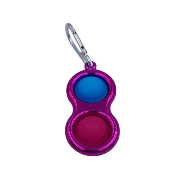 Pop it Fidget Simple Dimple Μεταλλιζέ Διπλό Μπρελόκ Ροζ