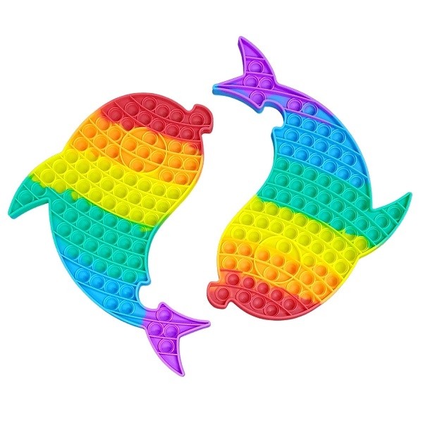 Super Jumbo Fidget Pop it Σετ 2 Δελφίνια Παζλ Γιγαντοτεράστιο