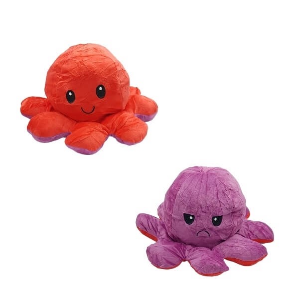 Μεγάλο Χταπόδι που αλλάζει διάθεση - Large Reversible Octopus 30εκ Κόκκινο - Μωβ