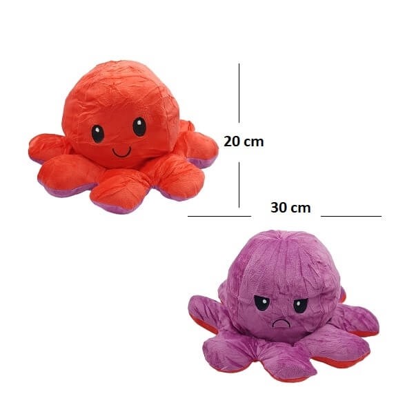 Μεγάλο Χταπόδι που αλλάζει διάθεση - Large Reversible Octopus 30εκ Κόκκινο - Μωβ