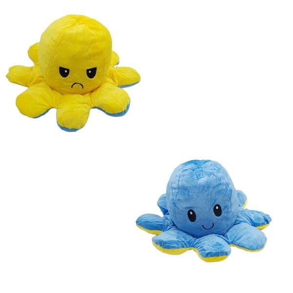 Μεγάλο Χταπόδι που αλλάζει διάθεση - Large Reversible Octopus 30εκ Μπλε - Κίτρινο