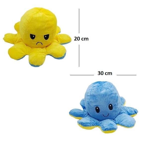 Μεγάλο Χταπόδι που αλλάζει διάθεση - Large Reversible Octopus 30εκ Μπλε - Κίτρινο