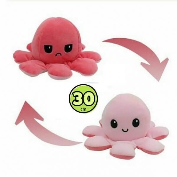 Μεγάλο Χταπόδι που αλλάζει διάθεση - Large Reversible Octopus 30εκ Ανοιχτό Ροζ - Ροζ
