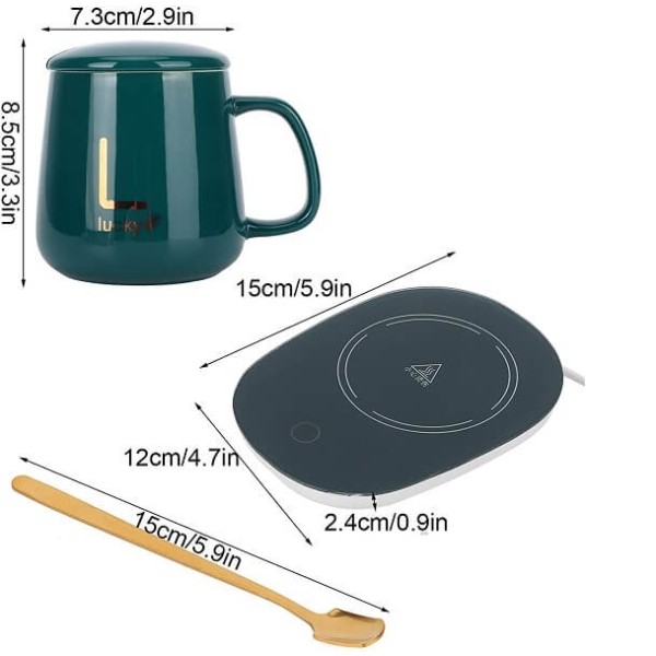 Κεραμική κούπα και Θερμαινόμενη Βάση USB - Cup Warmer - Πράσινο