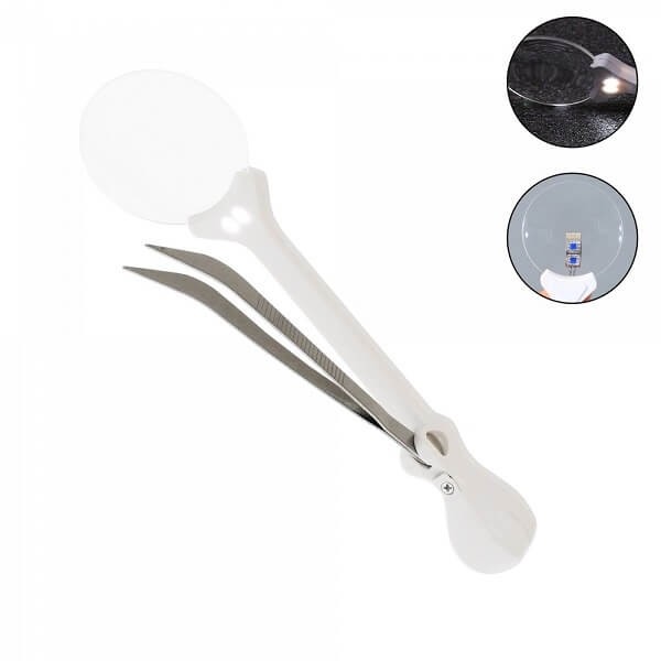 Μεγεθυντικός Φακός 50mm με Αναδιπλούμενη Τσιμπίδα και 2 LED Λευκά