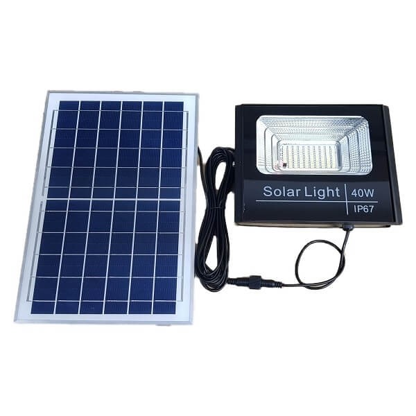 Ηλιακός Προβολέας IP67 40W - Τηλεχειριστήριο & Φωτοκύτταρο - Μπαταρίες LiFePO4