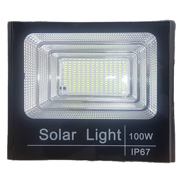 Ηλιακός Προβολέας IP67 100W - Τηλεχειριστήριο & Ηλεκτρονικό Διακόπτη - Μπαταρίες LiFePO4