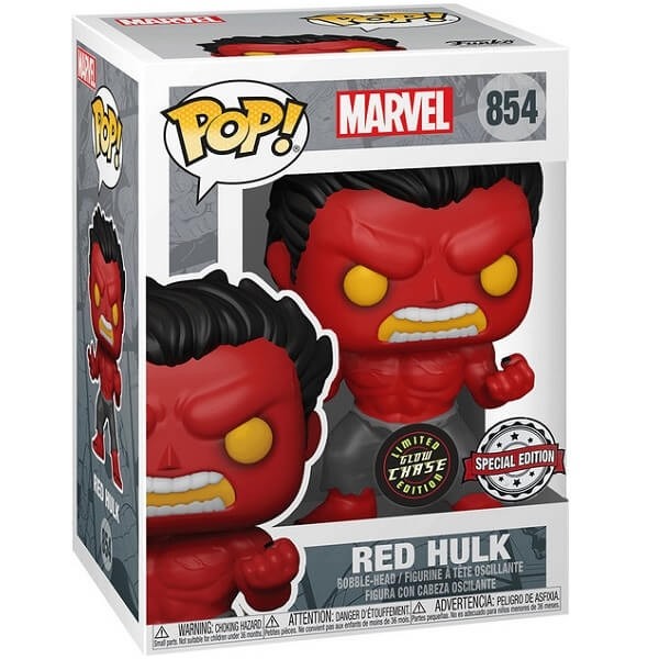 Funko POP Marvel - Red Hulk 854 Bobble-Head GITD Chase Exclusive