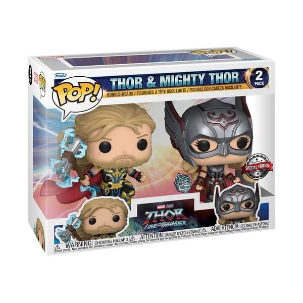 Funko POP Marvel Thor Love and Thunder - Thor & Mighty Thor 2-pack Bobble-Head Exclusive
