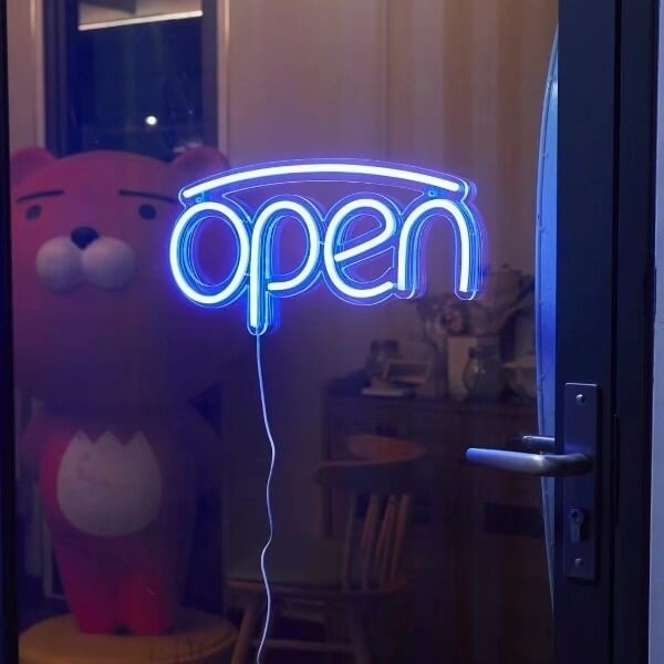 Πινακίδα Neon Open σε Μπλε Χρώμα 40x19