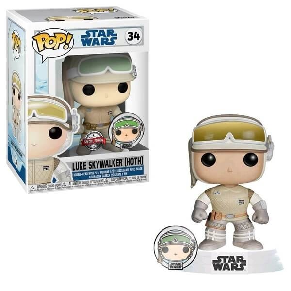 Funko POP Star Wars - Luke Skywalker (Hoth) with Across the Galaxy Pin 34 Bobble-Head Special Edition Exclusive