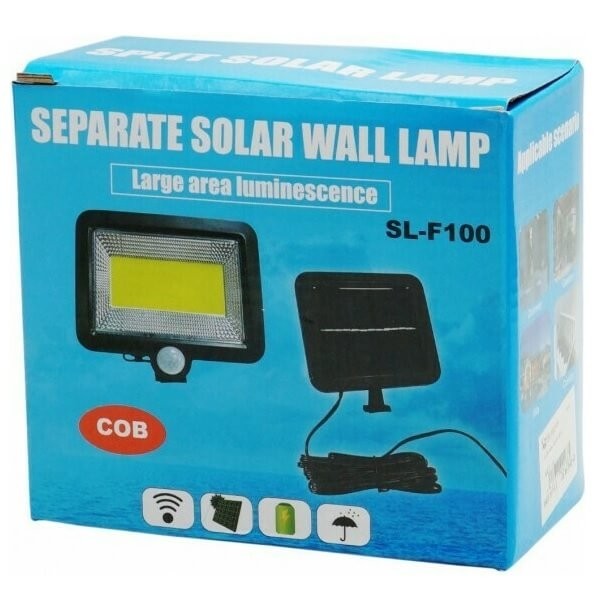 Επιτοίχιος Ηλιακός Προβολέας LED με Ανιχνευτή Κίνησης, Φωτοκύτταρο & Πάνελ Φόρτισης