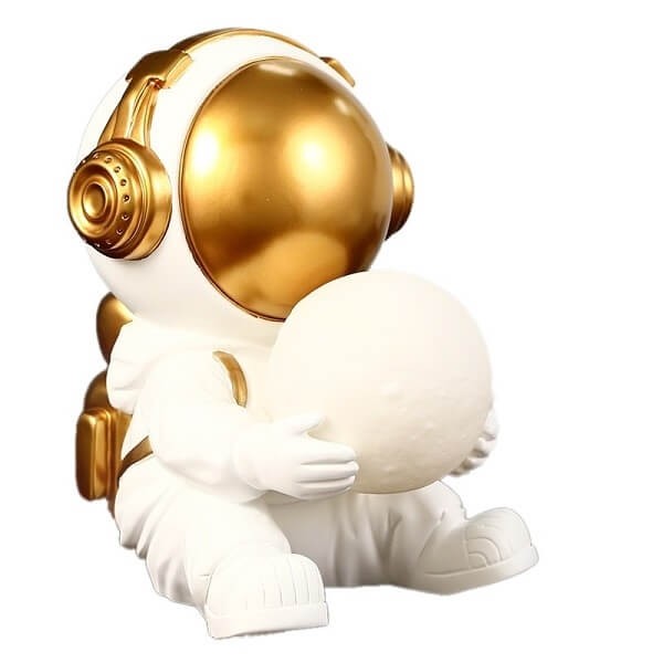Πλαστικό Διακοσμητικό Φωτιστικό Αστροναύτης 15x16x19 - Λευκό με Χρυσό 
