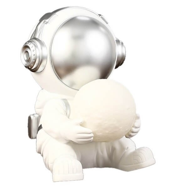 Πλαστικό Διακοσμητικό Φωτιστικό Αστροναύτης 15x16x19 - Λευκό με Ασημί