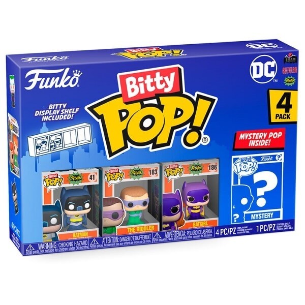 Funko Bitty POP! Heroes - Batman, The Riddler, Batgirl & Chase Mystery 4-Pack Vinyl Figures