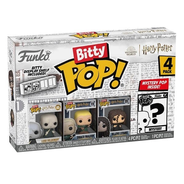 Funko Bitty POP! Harry Potter - Lord Voldemort, Draco Malfoy, Bellatrix Lestrange & Chase Mystery 4-Pack Vinyl Figures