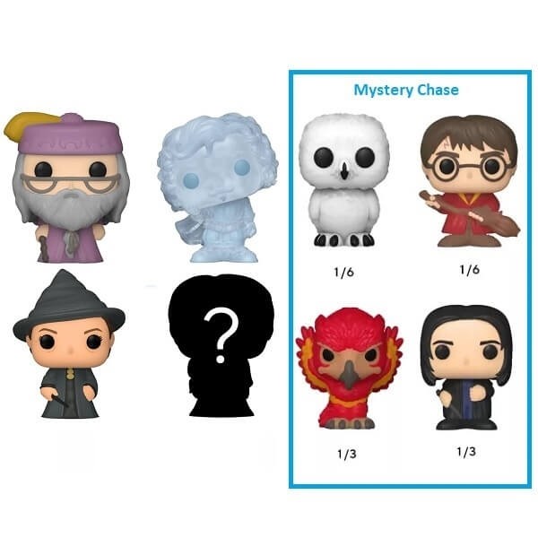 Funko Bitty POP! Harry Potter - Albus Dumbledore, Nearly Headless Nick, Minerva McGonagall & Chase Mystery 4-Pack Vinyl Figures