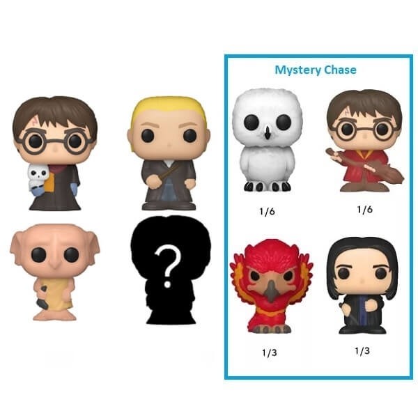 Funko Bitty POP! Harry Potter - Harry Potter, Draco Malfoy, Dobby & Chase Mystery 4-Pack Vinyl Figures