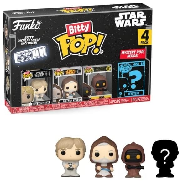 Funko Bitty POP! Star Wars - Luke Skywalker, Obi-Wan Kenobi, Jawa & Chase Mystery 4-Pack Vinyl Figures