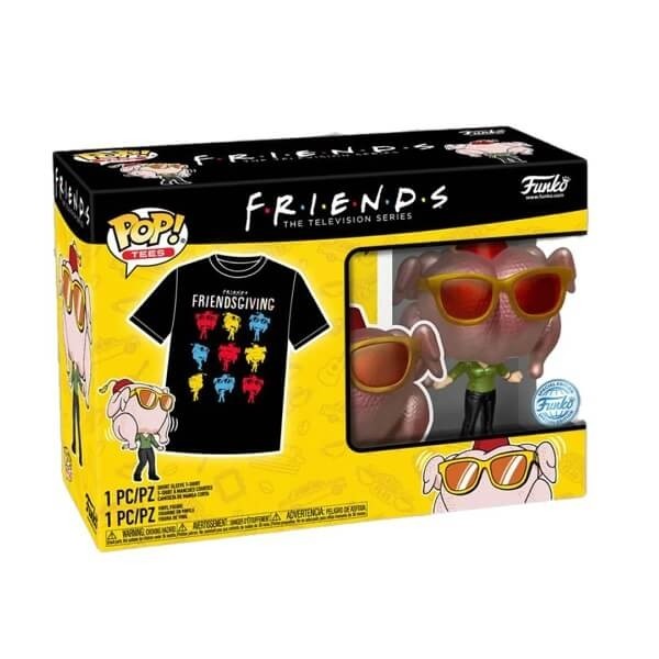 Funko Pop Tees Box Friends - Monica Geller Metallic 706 Vinyl Figure Exclusive & T-shirt Medium