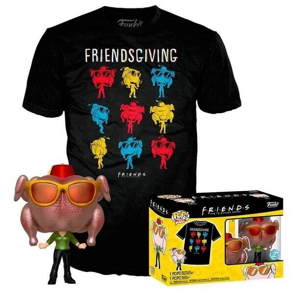 Funko Pop Tees Box Friends - Monica Geller Metallic 706 Vinyl Figure Exclusive & T-shirt Large