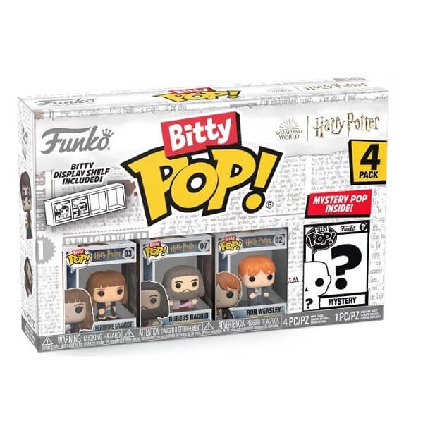 Funko Bitty POP! Harry Potter - Hermoine Granger, Rubeus Hagrid, Ron Weasley & Chase Mystery 4-Pack Vinyl Figures 