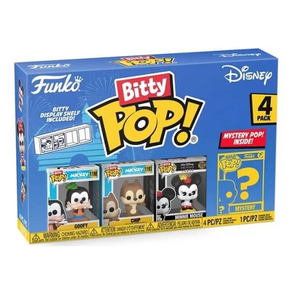 Funko Bitty POP! Disney - Goofy, Chip, Minnie Mouse & Chase Mystery 4-Pack Vinyl Figures