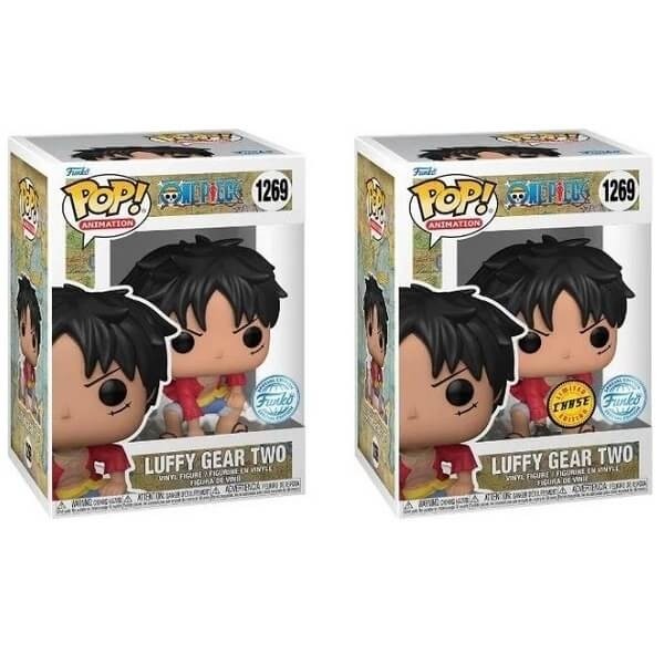 Funko POP Animation Bundle of 2 One Piece - Luffy Gear Two 1269 & Chase Vinyl Figures Special Edition Exclusive