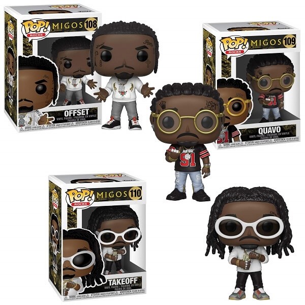 Funko POP Rocks Migos - Offset 108, Quavo 109 & Takeoff 110 Vinyl Figures