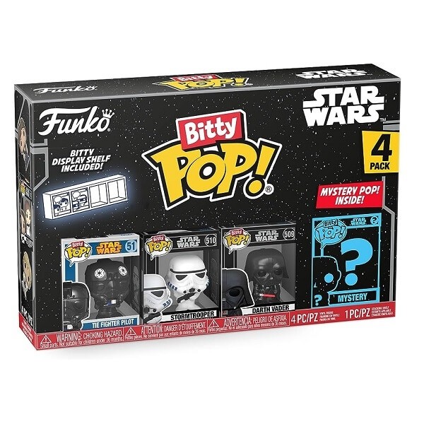 Funko Bitty POP! Star Wars - Darth Vader, Tie-Fighter Pilot, Stormtrooper, & Chase Mystery 4-Pack Vinyl Figures