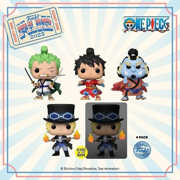 Funko POP Animation One Piece - Luffytaro, Sabo, Roronoa Zoro, Jinbe GiTD 4-Pack Vinyl Figures Exclusive