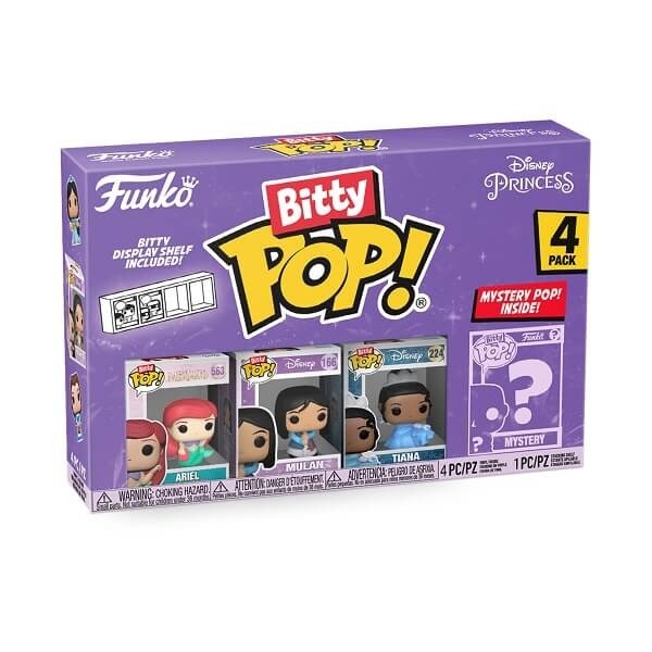 Funko Bitty POP! Disney Princess - Ariel, Mulan, Tiana & Chase Mystery 4-Pack Vinyl Figures