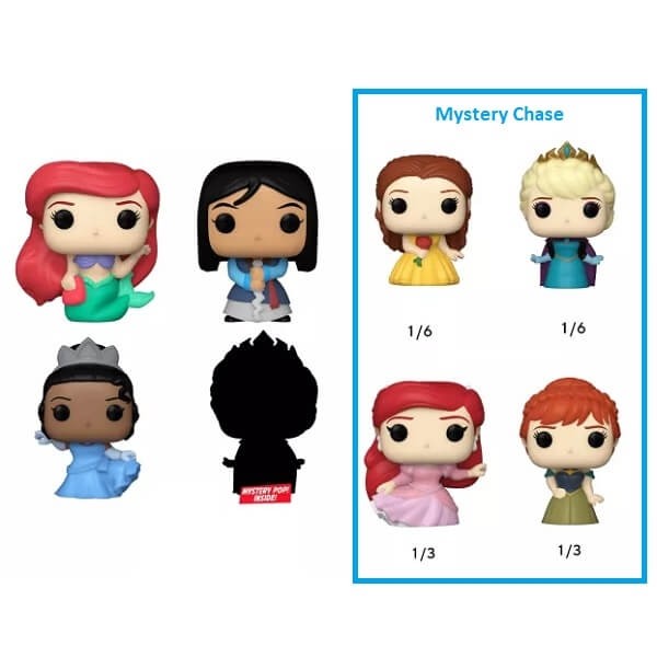 Funko Bitty POP! Disney Princess - Ariel, Mulan, Tiana & Chase Mystery 4-Pack Vinyl Figures