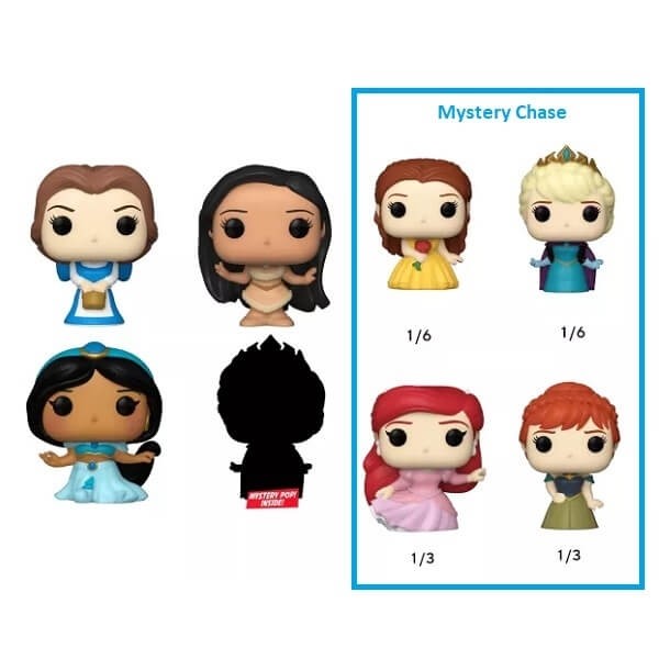 Funko Bitty POP! Disney Princess - Peasant Belle, Pocahontas, Jasmine & Chase Mystery 4-Pack Vinyl Figures