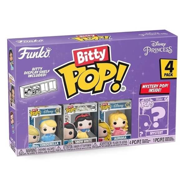 Funko Bitty POP! Disney Princess - Cinderella, Snow White, Aurora & Chase Mystery 4-Pack Vinyl Figures