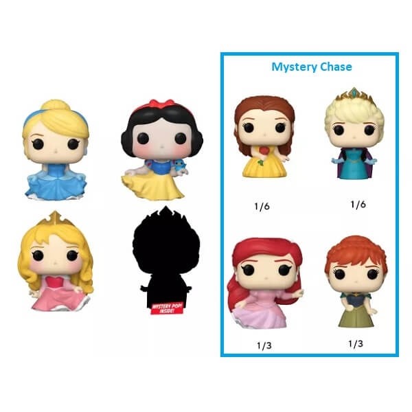 Funko Bitty POP! Disney Princess - Cinderella, Snow White, Aurora & Chase Mystery 4-Pack Vinyl Figures