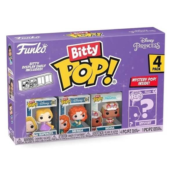 Funko Bitty POP! Disney Princess - Rapunzel, Merida, Moana & Chase Mystery 4-Pack Vinyl Figures
