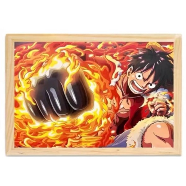 Διακοσμητικό Φωτιστικό LED με Ξύλινη Κορνίζα One Piece Luffy Gear Two 23x32cm