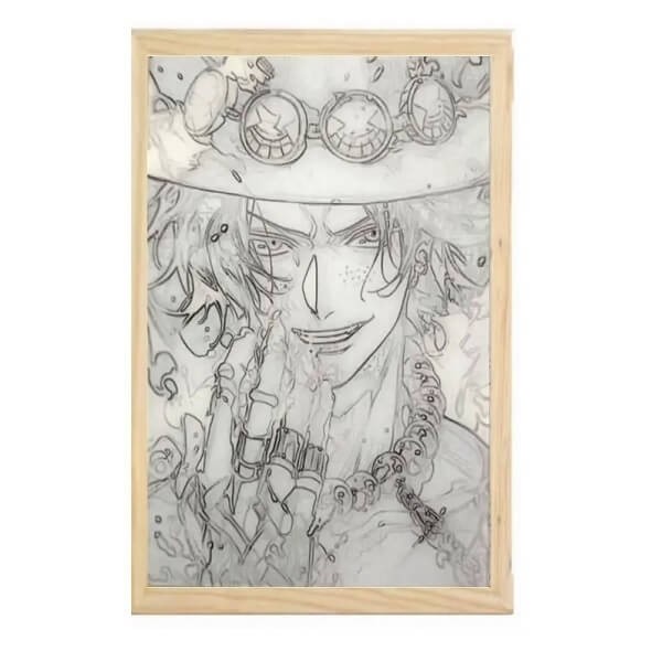 Διακοσμητικό Φωτιστικό LED με Ξύλινη Κορνίζα One Piece Portgas D. Ace 23x32cm