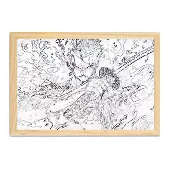 Διακοσμητικό Φωτιστικό LED με Ξύλινη Κορνίζα One Piece Roronoa Zoro 23x32cm